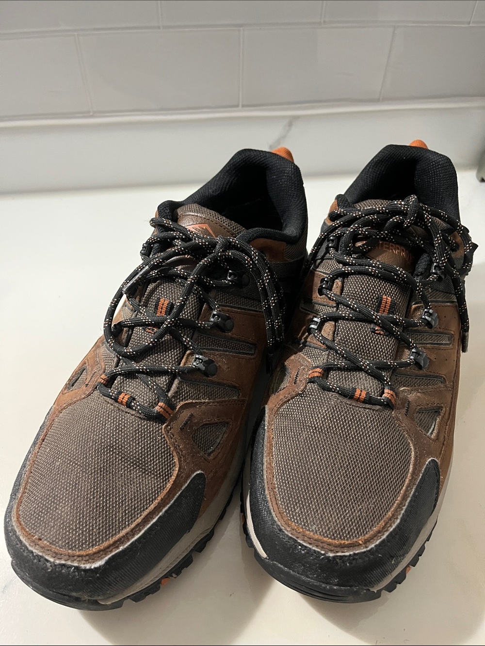 Skechers Men's Brown and Black Trail Athletic Shoes Waterproof- Size 13
